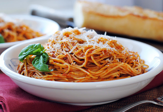 Red Pepper Pesto with Angel Hair Pasta 125